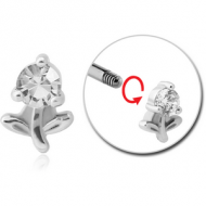 SURGICAL STEEL MICRO THREADED JEWELLED ATTACHMENT-FLOWER PIERCING