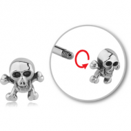 SURGICAL STEEL MICRO THREADED CROSSBONES SKULL ATTACHMENT PIERCING