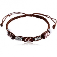 BRACELET FULL NYLON 1.5MM NATURAL COLOURS WITH BONE ACRYLIC AND FISH BONE BEADS