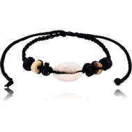 BRACELET NYLON 1.5MM MULTY COLOURS WITH COCO AND COWRIE SHELL
