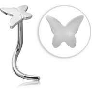 SURGICAL STEEL BUTTERFLY CURVED NOSE STUD PIERCING