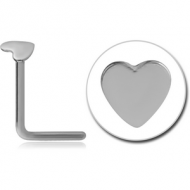 SURGICAL STEEL HEART 90 DEGREE NOSE STUD PIERCING