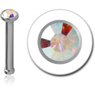 SURGICAL STEEL SWAROVSKI CRYSTAL jewelled NOSE BONE WITH STONE BONDING PIERCING