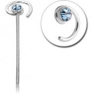 STERLING SILVER 925 JEWELLED SPIRAL STRAIGHT NOSE STUD PIERCING