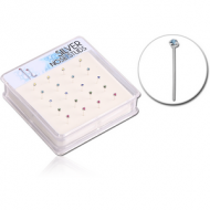 STERLING SILVER 925 JEWELLED BOX OF STRAIGHT NOSE STUDS PIERCING