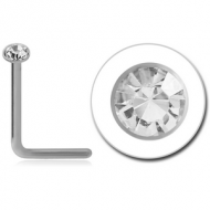 STERLING SILVER 925 JEWELLED 90 DEGREE NOSE STUD PIERCING