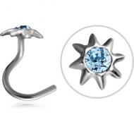 STERLING SILVER 925 JEWELLED SUN CURVED NOSE STUD PIERCING