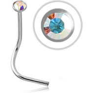 STERLING SILVER 925 JEWELLED CURVED NOSE STUD PIERCING