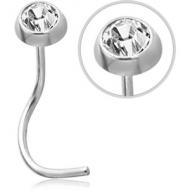 STERLING SILVER 925 JEWELLED CURVED NOSE STUD PIERCING