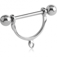 SURGICAL STEEL NIPPLE STIRRUP WITH HOOP PIERCING