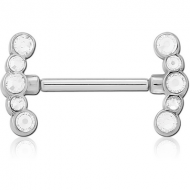 SURGICAL STEEL THREADLESS BARBELL JEWELLED NIPPLE BAR PIERCING