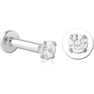 SURGICAL STEEL JEWELLED THREADLESS LABRET -ROUND PIERCING