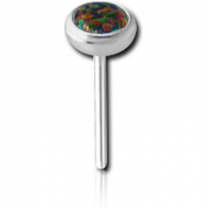 SURGICAL STEEL SYNTHETIC OPAL JEWELLED THREADLESS DISC