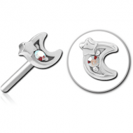 SURGICAL STEEL JEWELLED THREADLESS ATTACHMENT - CRESCENT AND STAR PIERCING