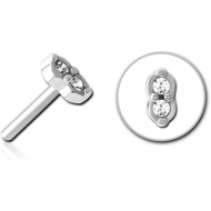 SURGICAL STEEL JEWELLED THREADLESS ATTACHMENT - TWO GEMS EYES PIERCING