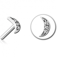 SURGICAL STEEL JEWELLED THREADLESS ATTACHMENT - CRESCENT 3 GEMS PIERCING