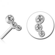 SURGICAL STEEL JEWELLED THREADLESS ATTACHMENT - TRIPLE JEWEL PIERCING
