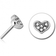 SURGICAL STEEL JEWELLED THREADLESS ATTACHMENT - HEART PIERCING