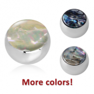 SURGICAL STEEL SYNTHETIC MOTHER OF PEARL BALL PIERCING