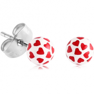 PAIR OF UV ACRYLIC PRINTED BALL EAR STUDS