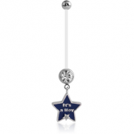 PTFE PREGNANCY JEWELLED NAVEL BANANA WITH ITS A BOY STAR DANGLING CHARM