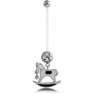 PTFE PREGNANCY NAVEL BANANA WITH ROCKING HORSE DANGLING CHARM