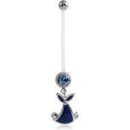 PTFE PREGNANCY NAVEL BANANA WITH BABY DANGLING CHARM PIERCING