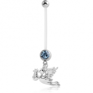 PTFE PREGNANCY NAVEL BANANA WITH STORK CARRYING BABY DANGLING CHARM