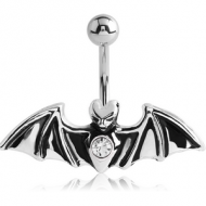 RHODIUM PLATED JEWELLED FASHION NAVEL BANANA PIERCING