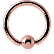 ROSE GOLD PVD COATED SURGICAL STEEL ANNEALED BALL CLOSURE RING