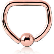 ROSE GOLD PVD COATED SURGICAL STEEL BALL CLOSURE D-RING PIERCING