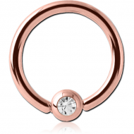 ROSE GOLD PVD COATED SURGICAL STEEL VALUE JEWELLED BALL CLOSURE RING