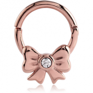 ROSE GOLD PVD COATED SURGICAL STEEL ROUND JEWELLED BALL CLOSURE RING