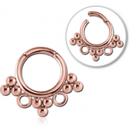 ROSE GOLD PVD COATED SURGICAL STEEL HINGED SEGMENT RING
