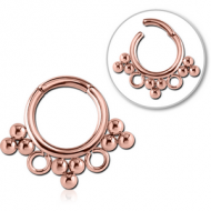 ROSE GOLD PVD COATED SURGICAL STEEL HINGED SEGMENT RING PIERCING