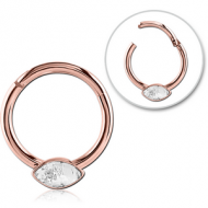 ROSE GOLD SURGICAL STEEL ROUND JEWELLED HINGED SEPTUM RING