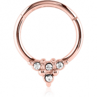 ROSE GOLD PVD COATED SURGICAL STEEL ROUND JEWELLED HINGED SEPTUM RING