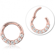 ROSE GOLD PVD COATED SURGICAL STEEL JEWELLED HINGED SEPTUM RING PIERCING