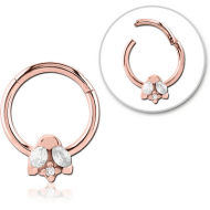 ROSE GOLD PVD COATED SURGICAL STEEL JEWELLED HINGED SEGMENT RING
