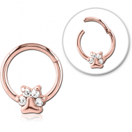 ROSE GOLD PVD COATED SURGICAL STEEL JEWELLED HINGED SEGMENT RING - ANIMAL PAW PIERCING