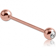 ROSE GOLD PVD COATED SURGICAL STEEL SWAROVSKI CRYSTAL JEWELLED BARBELL PIERCING