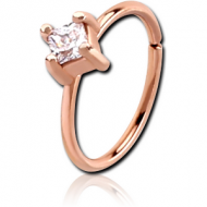 ROSE GOLD PVD COATED SURGICAL STEEL JEWELLED SEAMLESS RING PIERCING