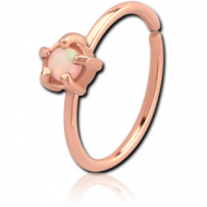 ROSE GOLD PVD COATED SURGICAL STEEL SYNTHETIC OPAL SEAMLESS RING