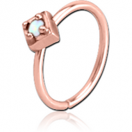 ROSE GOLD PVD COATED SURGICAL STEEL SYNTHETIC OPAL SEAMLESS RING PIERCING