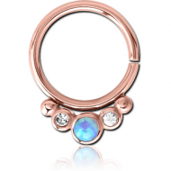 ROSE GOLD PVD COATED SURGICAL STEEL JEWELLED SEAMLESS RING PIERCING