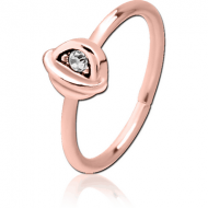 ROSE GOLD PVD COATED SURGICAL STEEL JEWELLED SEAMLESS RING - HALF OPEN EYE PIERCING