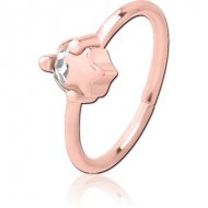 ROSE GOLD PVD COATED SURGICAL STEEL JEWELLED SEAMLESS RING - STAR AND GEM PIERCING