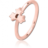 ROSE GOLD PVD COATED SURGICAL STEEL SEAMLESS RING - TRIPLE STAR PIERCING