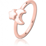 ROSE GOLD PVD COATED SURGICAL STEEL SEAMLESS RING - CRESCENT AND STAR