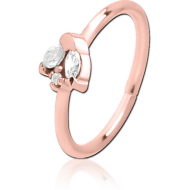 ROSE GOLD PVD COATED SURGICAL STEEL JEWELLED SEAMLESS RING PIERCING